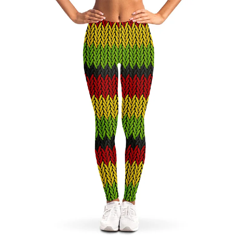 Limited Edition Knitted Style Reggae Pattern Print Women's Leggings