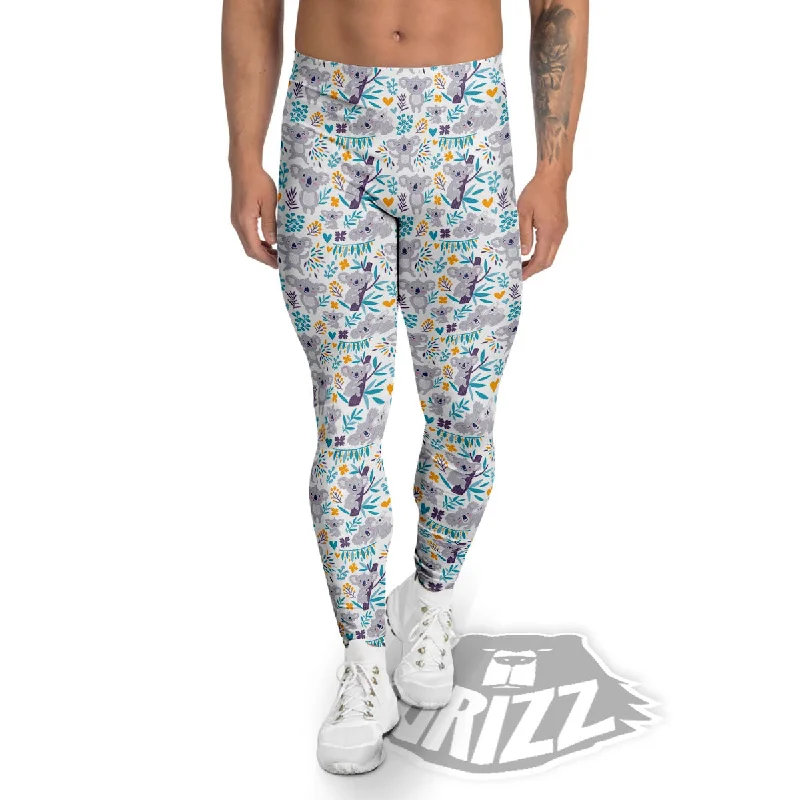 Koala Cartoon Print Pattern Men's Leggings