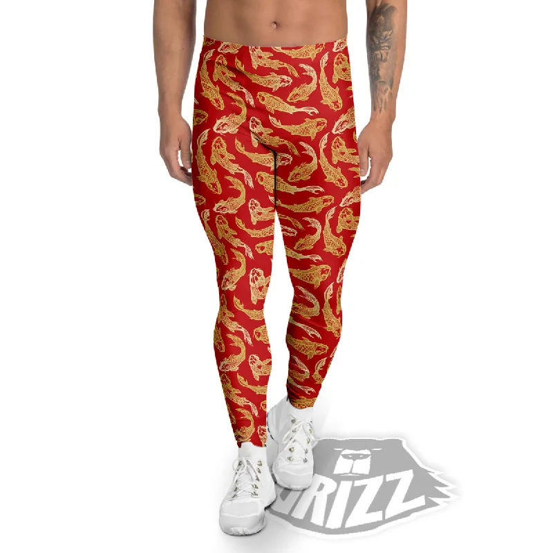 Koi Fish Chinese Print Pattern Men's Leggings