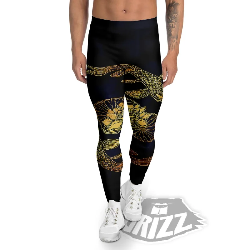 Reduced Prices Koi Fish Golden Spiritual Print Men's Leggings