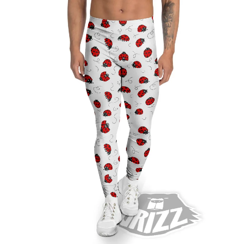 Ladybird Cartoon Print Pattern Men's Leggings