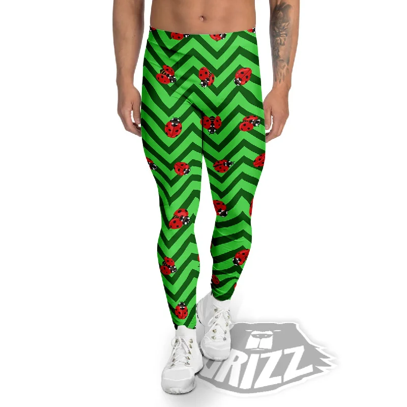Lowest Price Ladybug Zigzag Green Pattern Men's Leggings