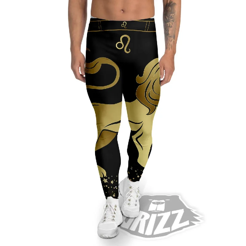 Fantastic Offers Leo Sign Black And Gold Print Men's Leggings