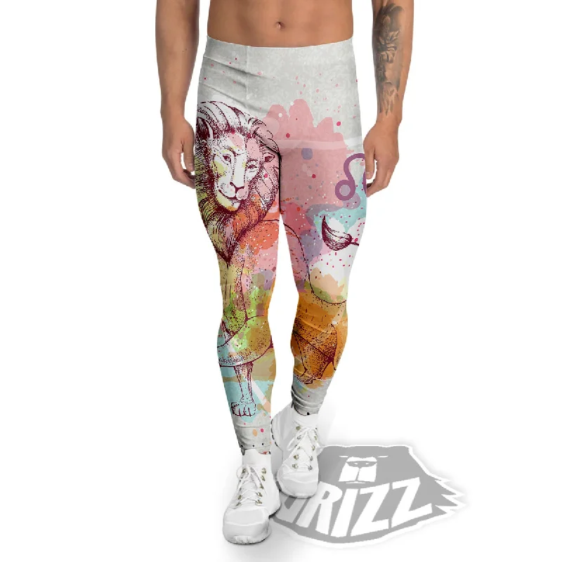 Leo Sign Colorful Print Men's Leggings