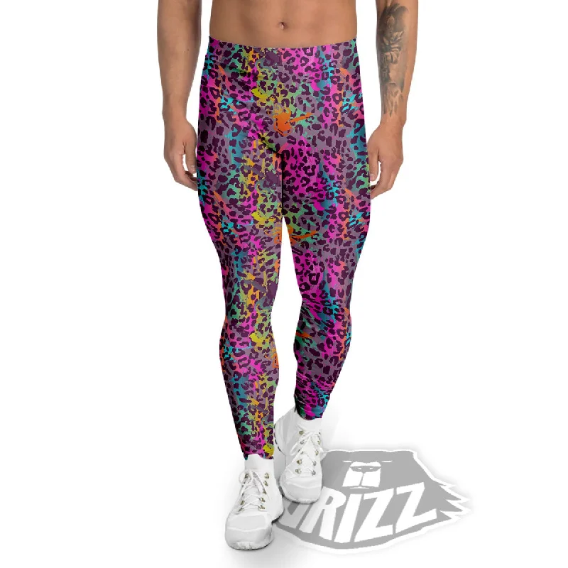 Leopard Colorful Print Men's Leggings