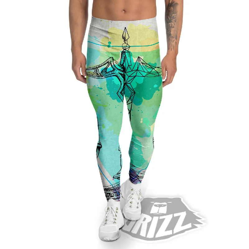 Libra Sign Colorful Print Men's Leggings