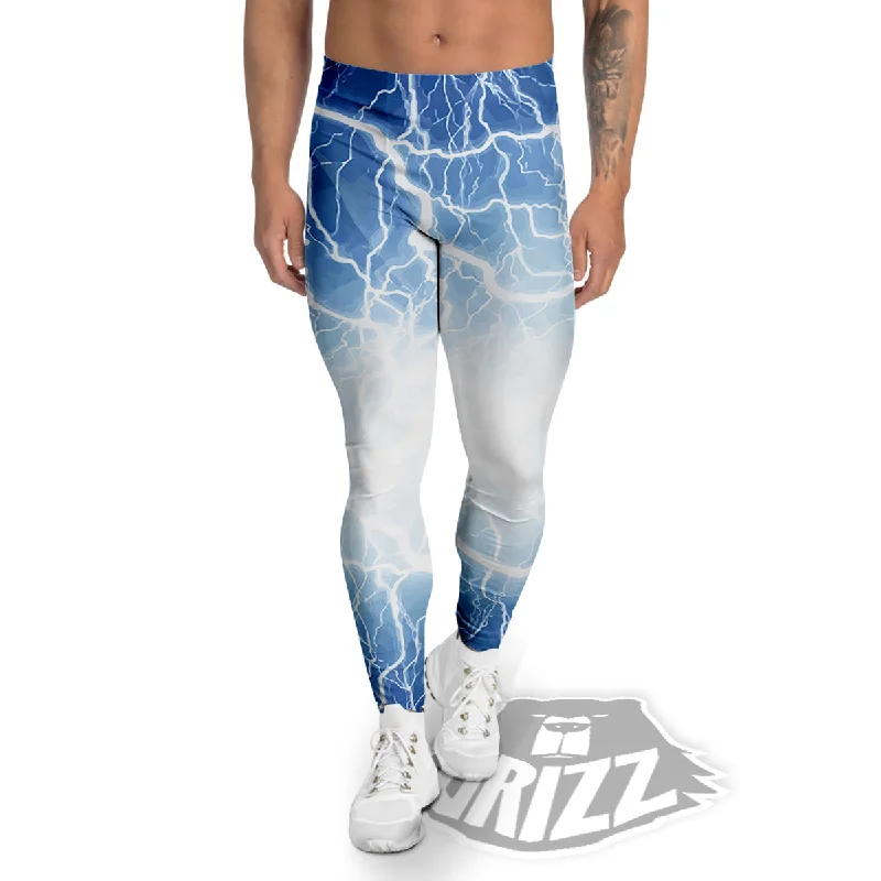 Lightning Blue Print Men's Leggings