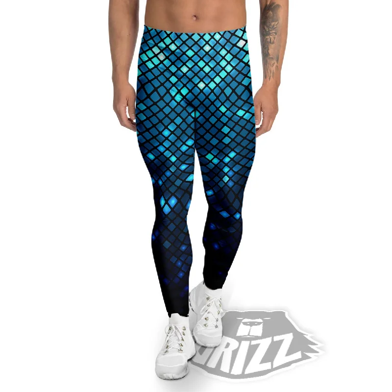 Lights Blue Disco Print Pattern Men's Leggings