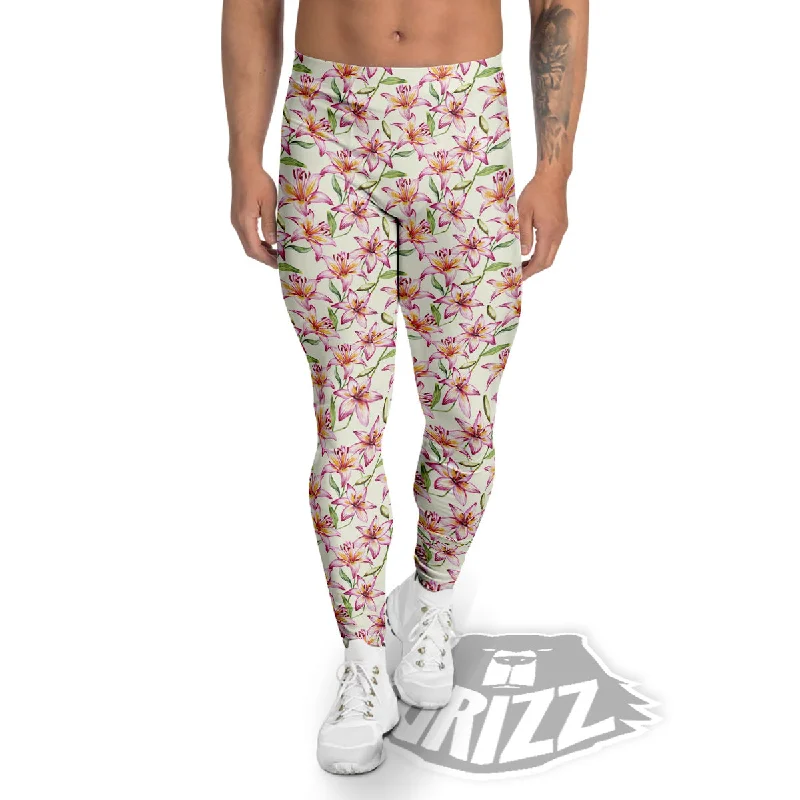 Mega Sale Lily Water Cute Print Pattern Men's Leggings
