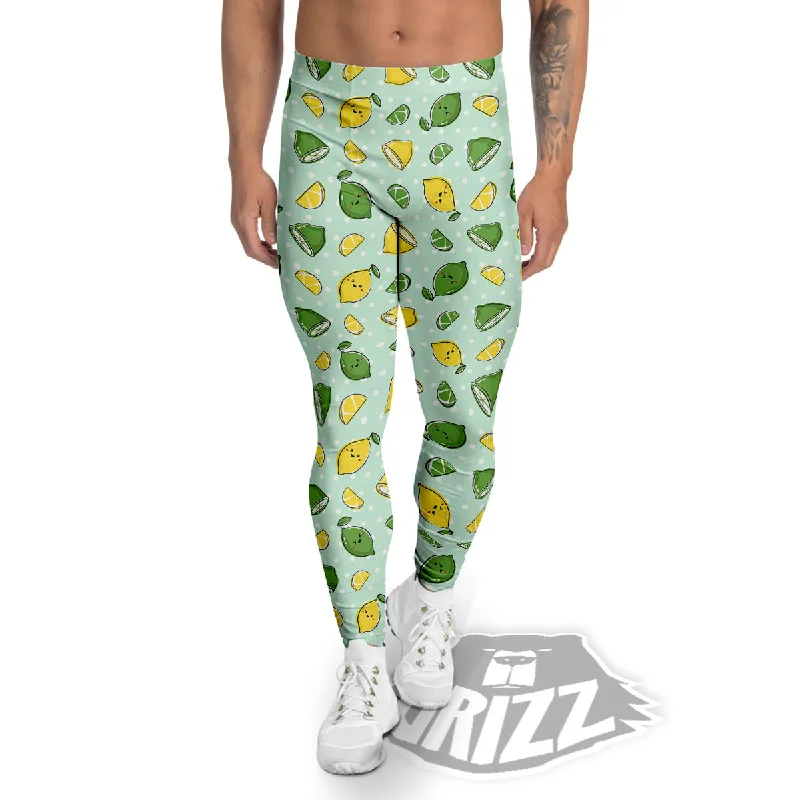 Online Specials Lime Cute Print Pattern Men's Leggings