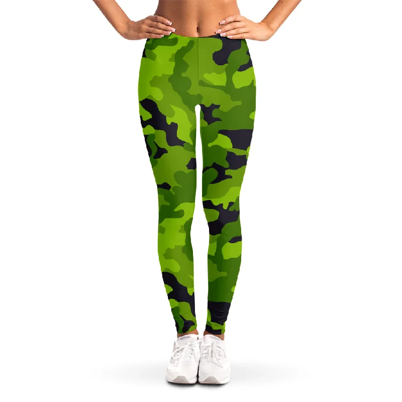 Epic Deals Lime Green Camouflage Print Women's Leggings