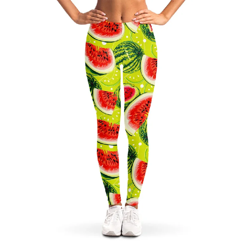 Weekend Special Lime Green Watermelon Pattern Print Women's Leggings