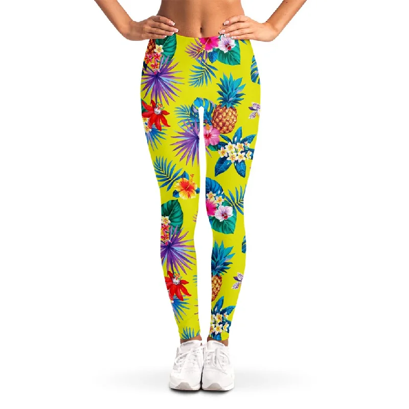Deal of the Day Lime Hawaiian Pineapple Pattern Print Women's Leggings