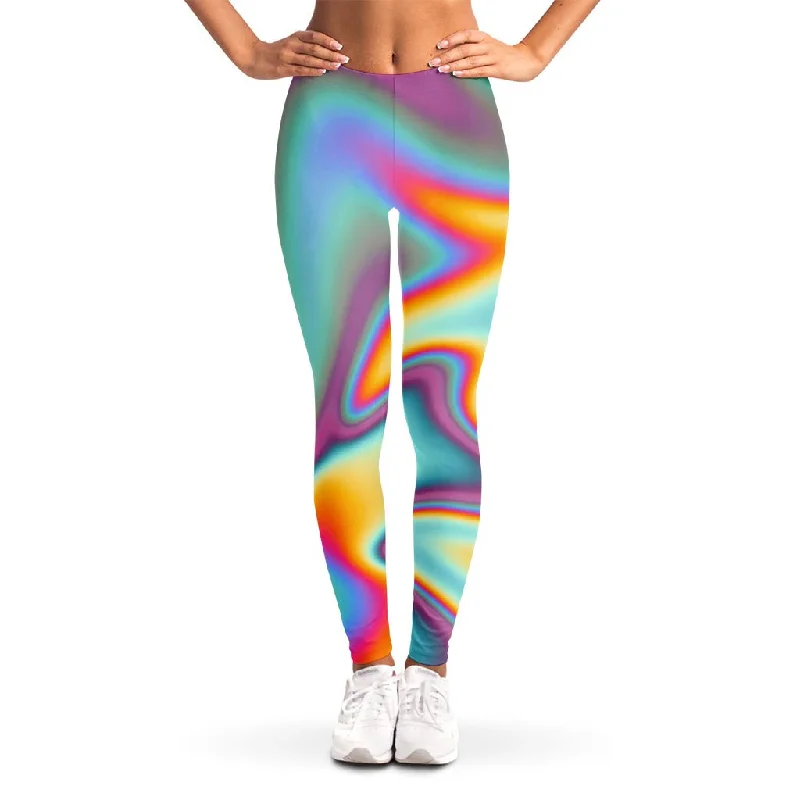New Arrival Liquid Holographic Trippy Print Women's Leggings