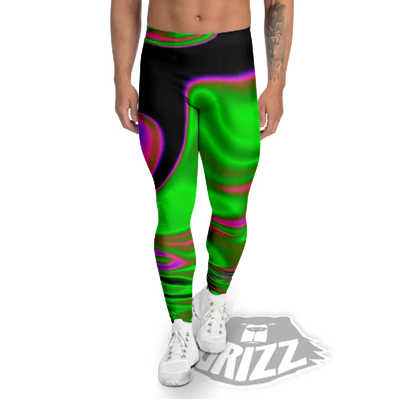 Exclusive Offers Liquid Trippy Green Abstract Print Men's Leggings