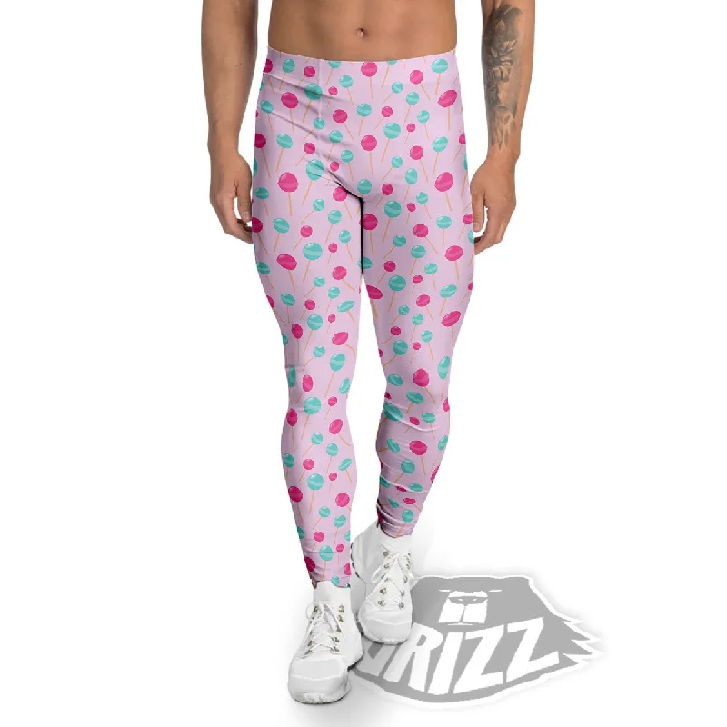 Lollipop Cartoon Print Pattern Men's Leggings