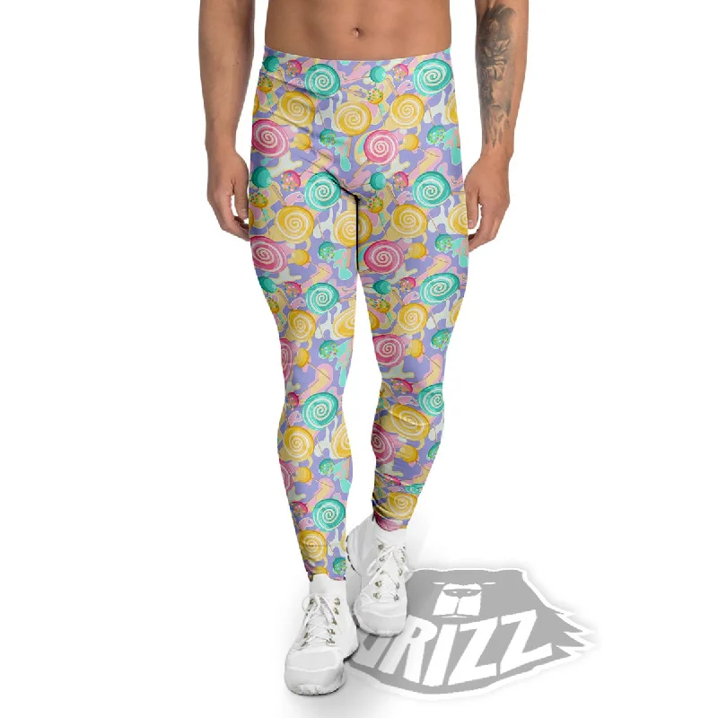 Lollipop Swirl Colorful Print Pattern Men's Leggings