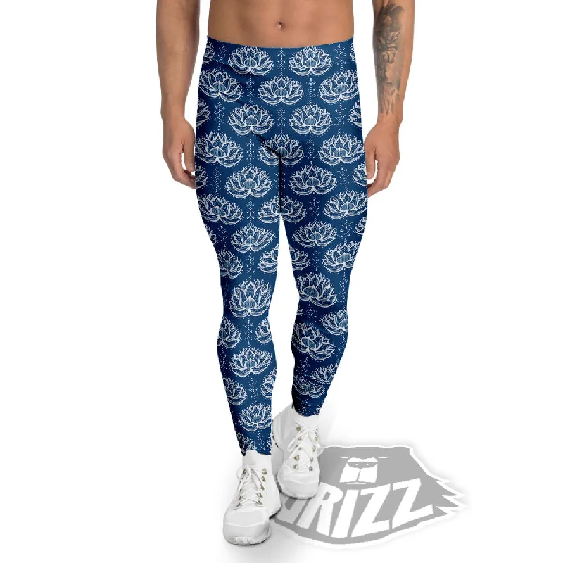 Lotus Boho Indian Print Pattern Men's Leggings