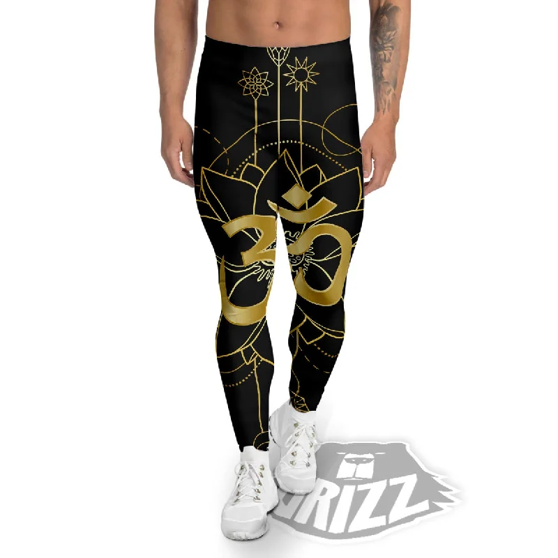 TIME-Limited Offer Lotus Om Gold Print Men's Leggings