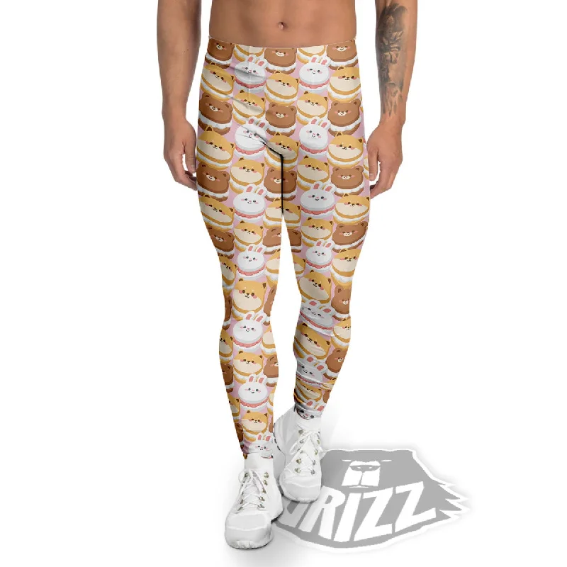 Macaron Cartoon Print Pattern Men's Leggings