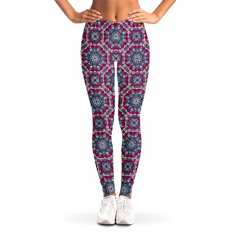 Clearance Sale Magenta Mandala Bohemian Pattern Print Women's Leggings