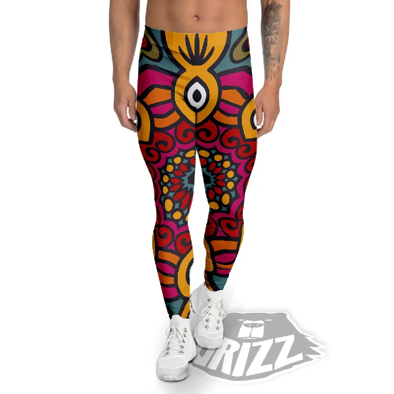 Mandala Bohemian Native Print Pattern Men's Leggings