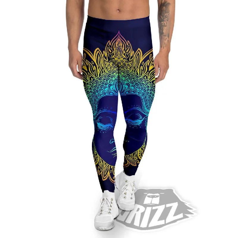 Mandala Buddha Colorful Print Men's Leggings