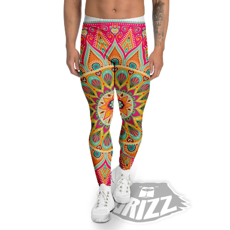 Mandala Circle Colorful Print Men's Leggings