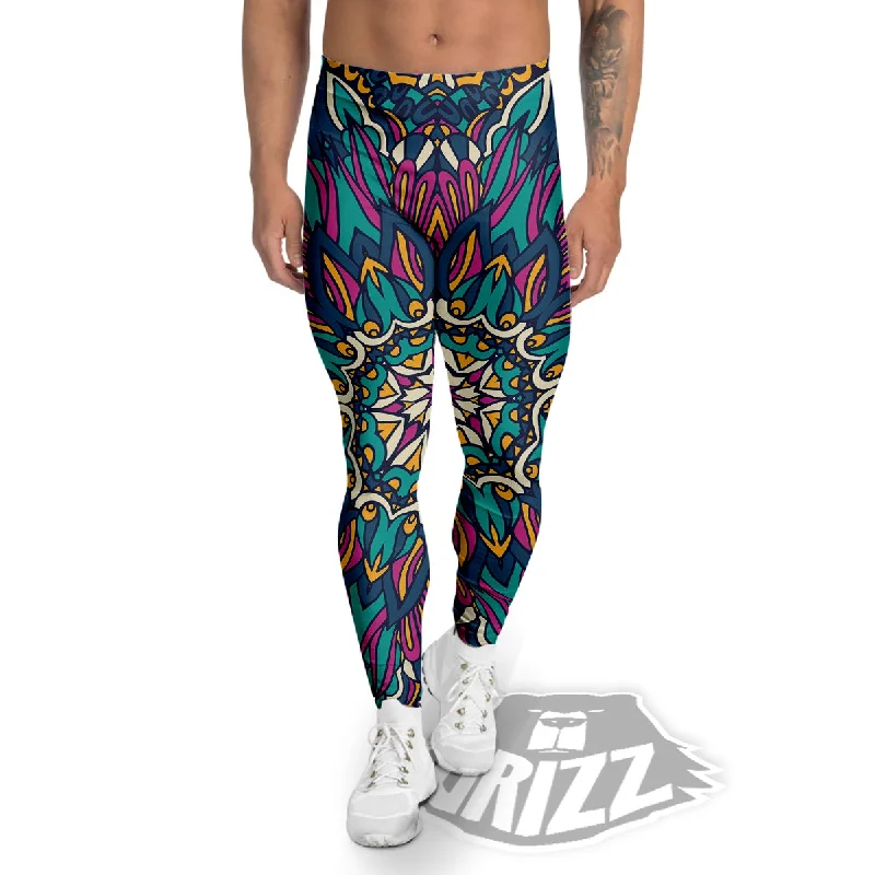 Mandala Coloful Print Men's Leggings