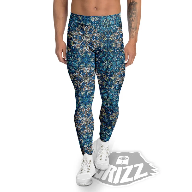 Mandala Floral Boho Chic Print Men's Leggings