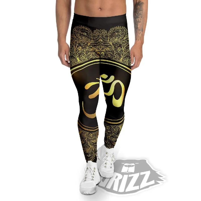 Limited Availability Mandala Om Gold Print Men's Leggings