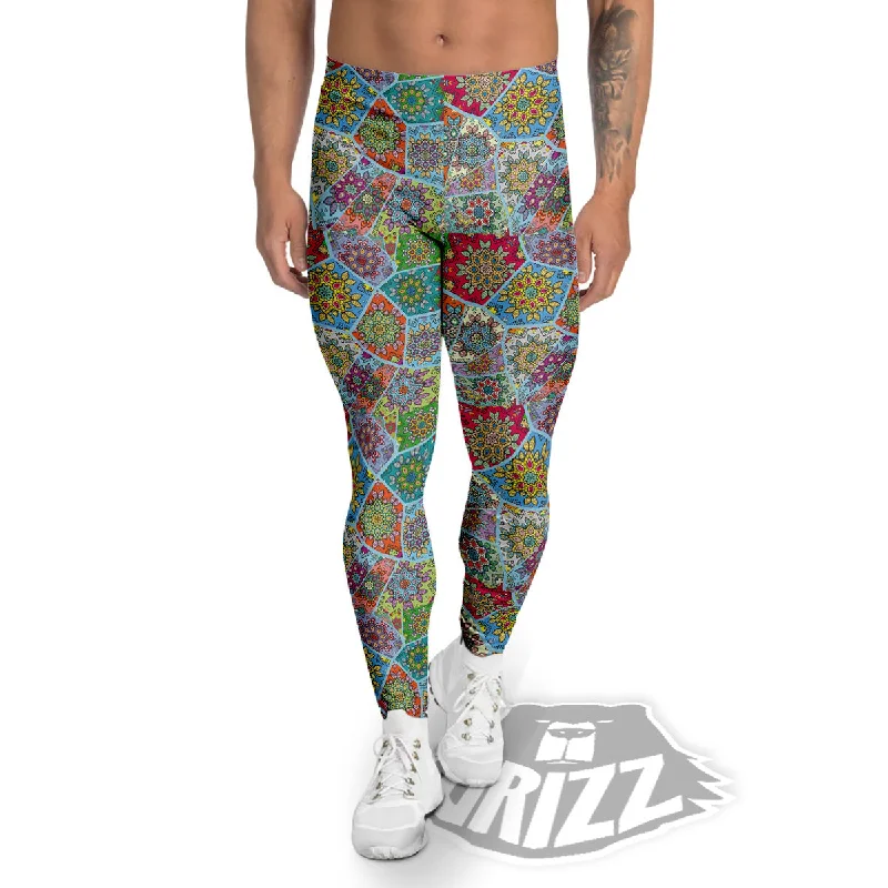 Mandala Patchwork Bohemian Indian Print Men's Leggings