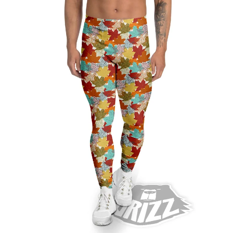 Maple Leaf Canadian Print Pattern Men's Leggings