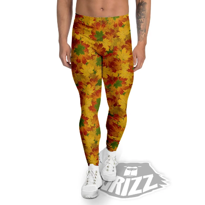 Discount Deals Maple Leaves Fall Autumn Print Men's Leggings