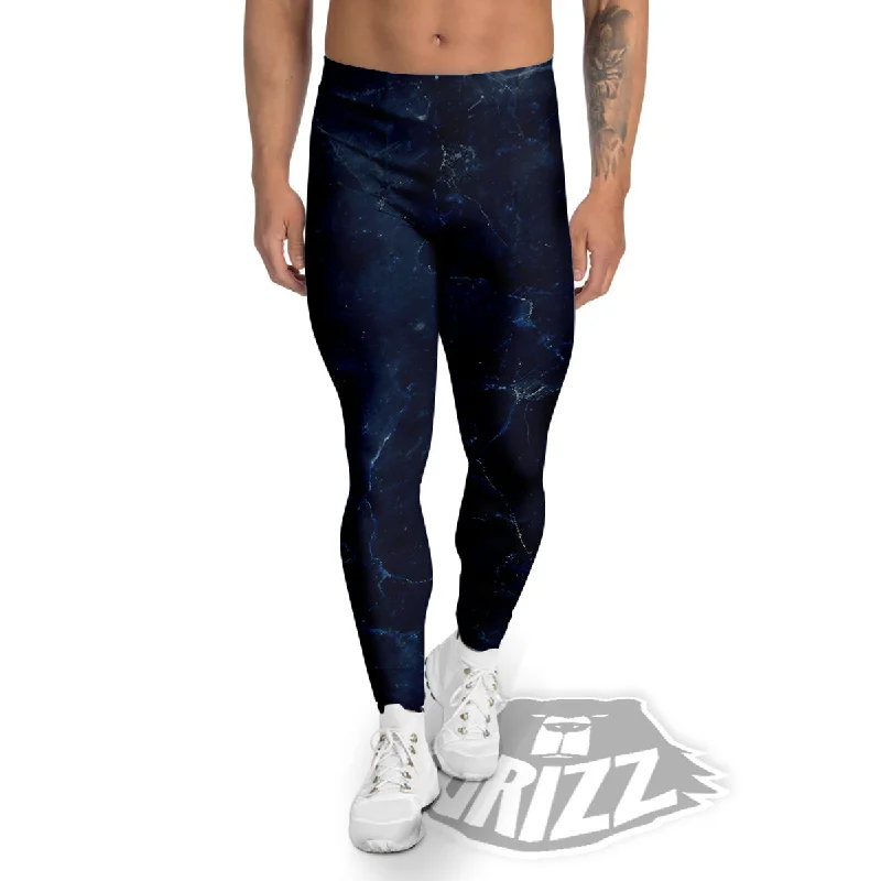 Buy Now Marble Dark Blue Print Men's Leggings
