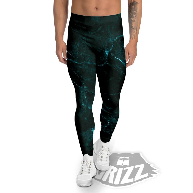 Epic Deals Marble Dark Green Print Men's Leggings