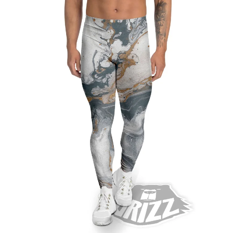 Fantastic Offers Marble Grey Bronze Print Men's Leggings