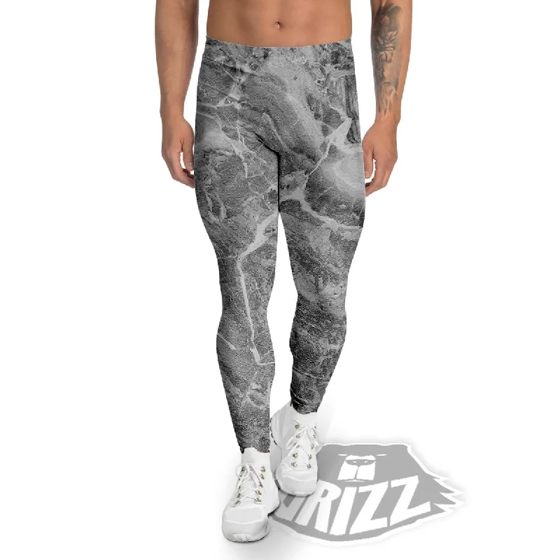 Daily Deals Marble Grey Print Men's Leggings