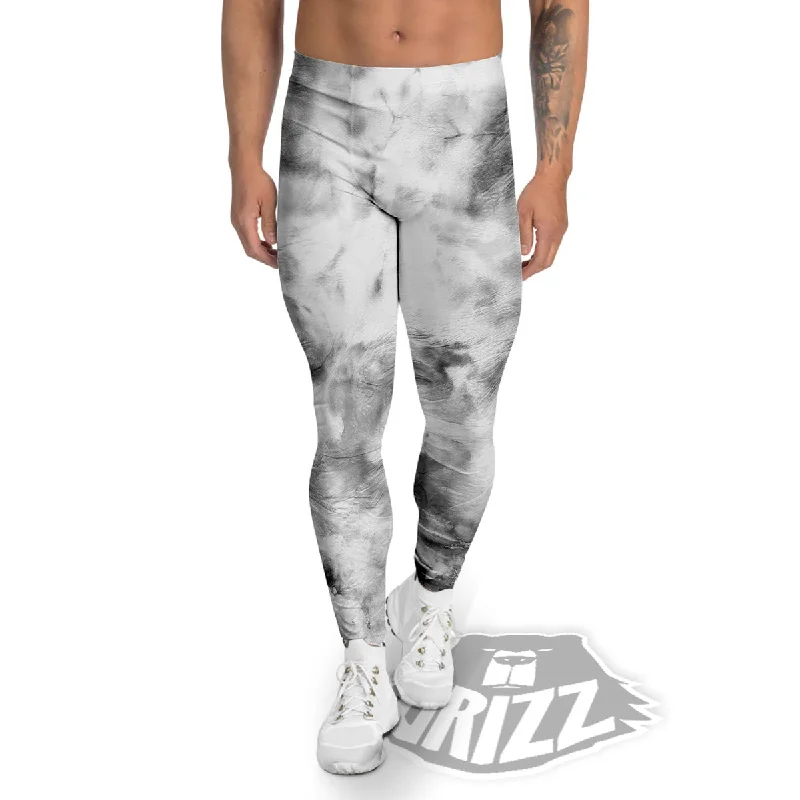 Marble Smoke Black White Print Men's Leggings