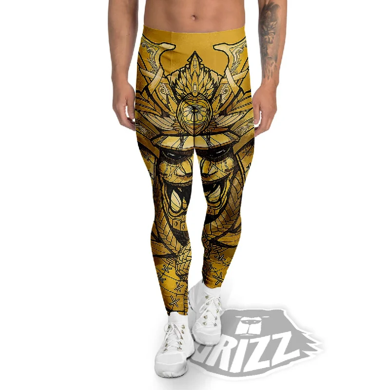 Mega Deal Mask Samurai Gold Print Men's Leggings