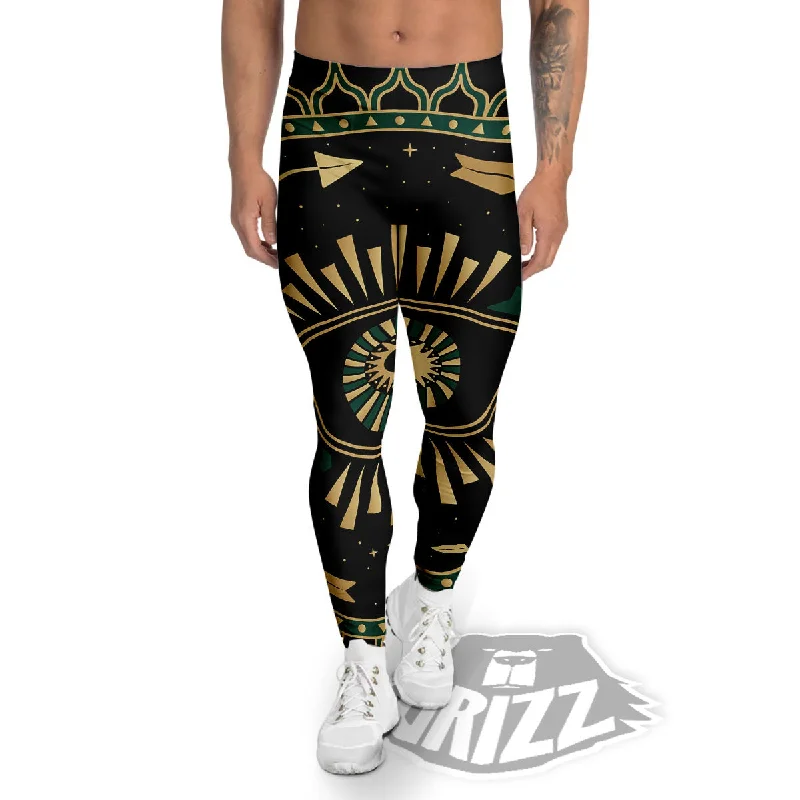 Deal Zone Masonic Eye Green Print Men's Leggings