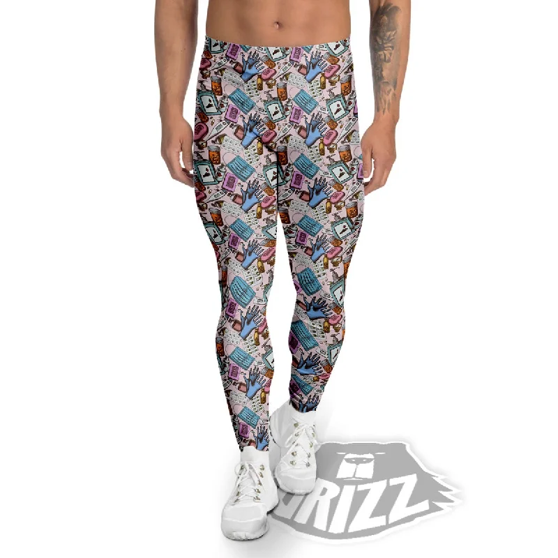 Medical Colorful Print Pattern Men's Leggings