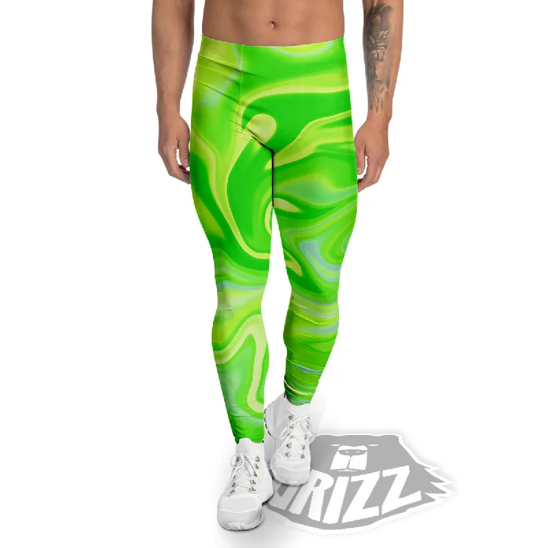 Blowout Sale Melt Acid Green Print Men's Leggings
