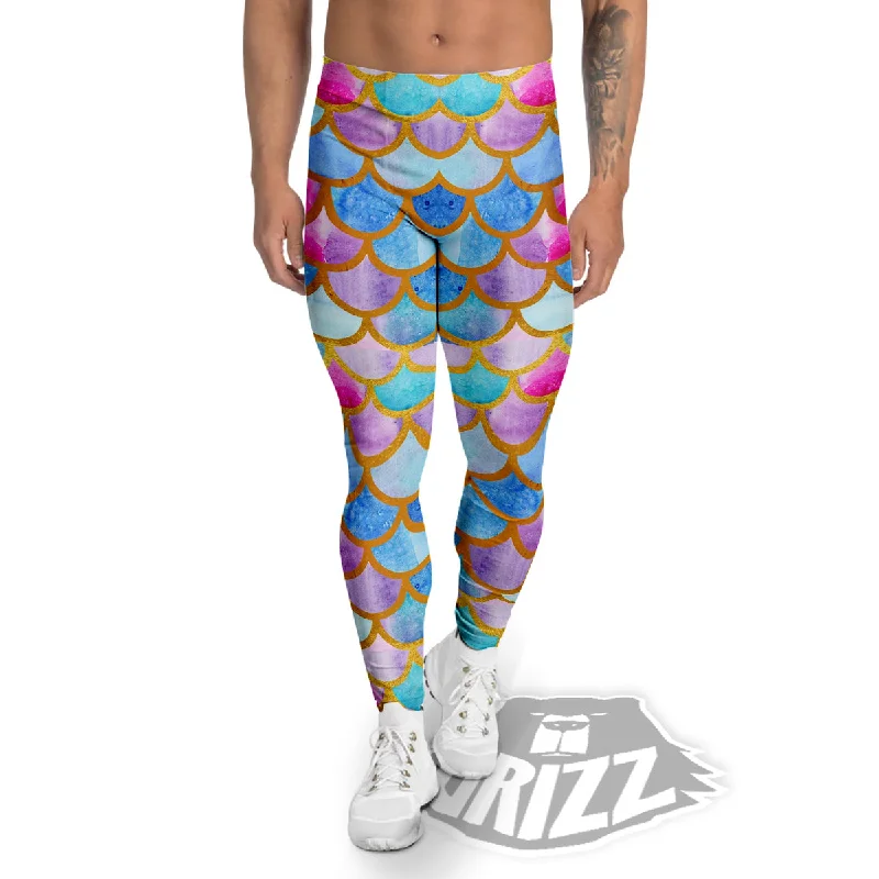 Mermaid Colorful Print Pattern Men's Leggings