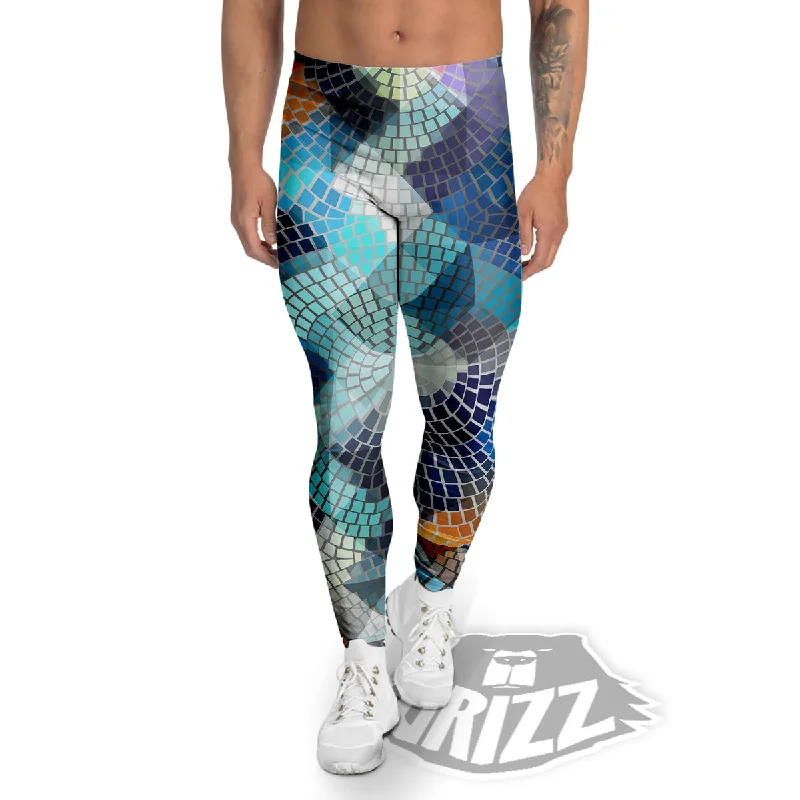 Mosaic Geometric Colorful Print Men's Leggings