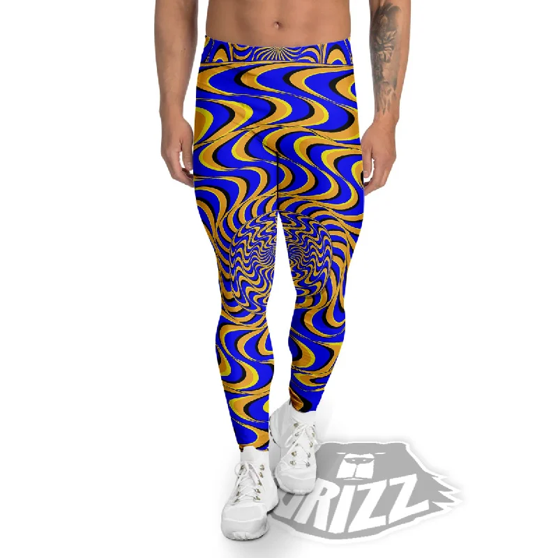 Motion Illusion Yellow And Blue Print Men's Leggings