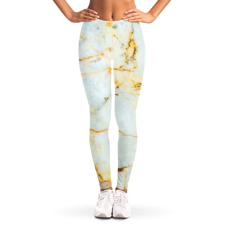 Incredible Offers Natural Gold Marble Print Women's Leggings
