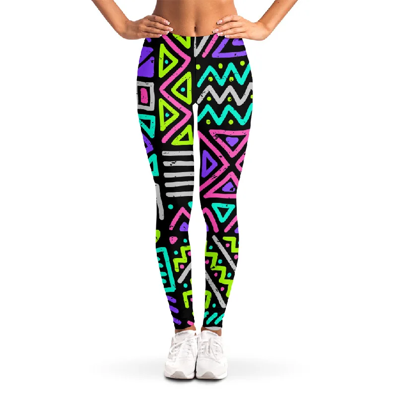 Price Slash Neon Native Aztec Pattern Print Women's Leggings