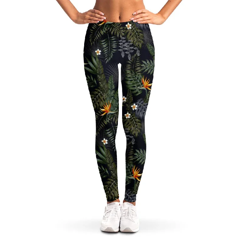 Flash Deals Night Tropical Hawaii Pattern Print Women's Leggings