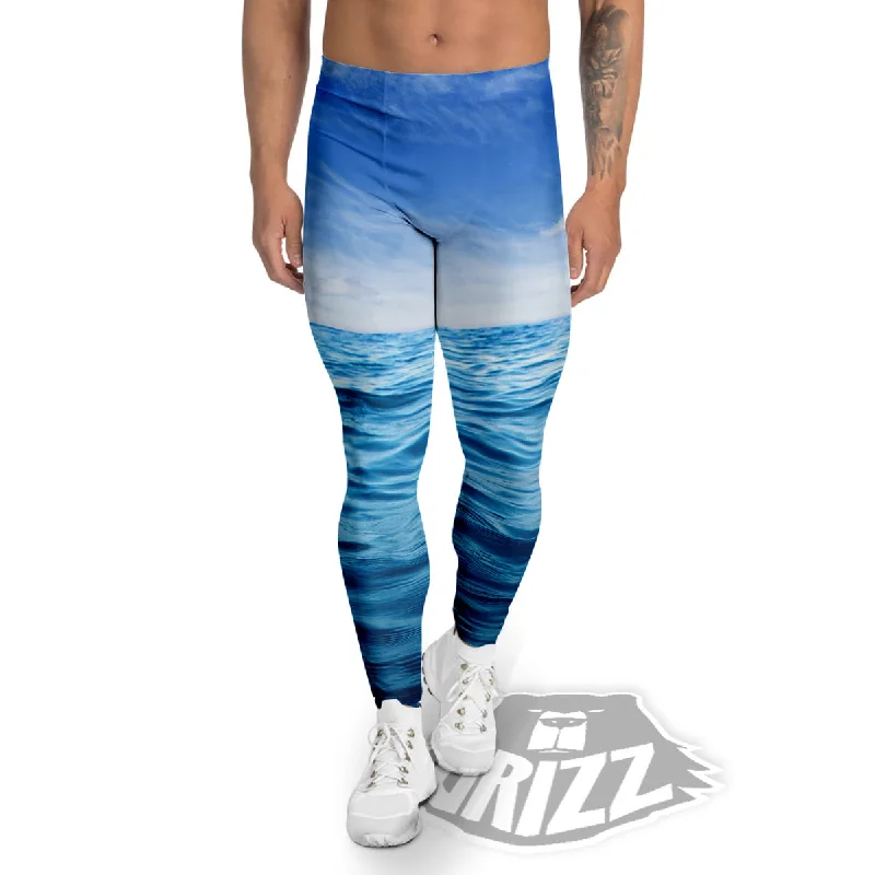 Ocean Blue Print Men's Leggings